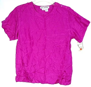 Camisa De Colección Anna and Frank Rosa Oscuro Seda Manga Corta Talla Pequeña - Imagen 1 de 9