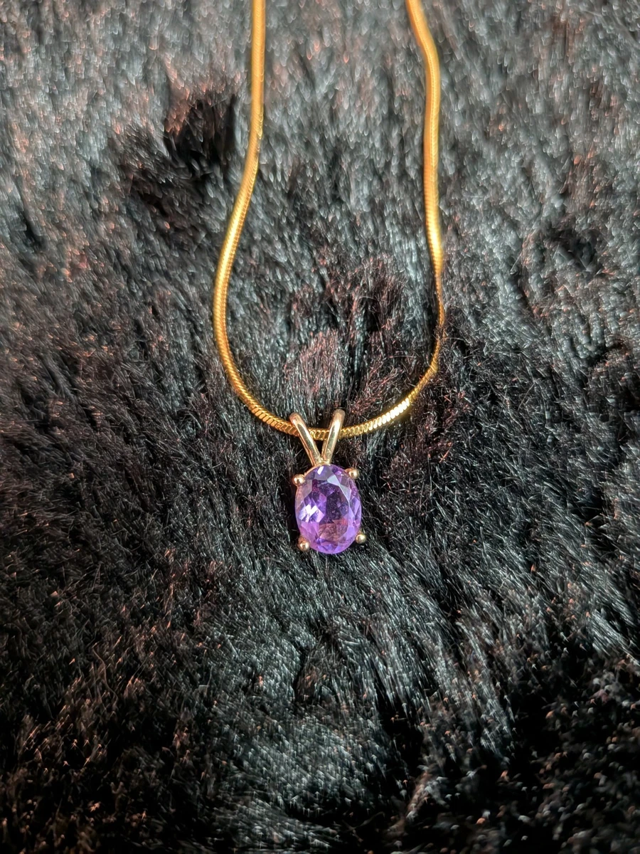 Gem Stone King 0.89 Ct Round Amethyst Key Pendant - .925 Sterling Silver Necklace, February Birthstone Gift
