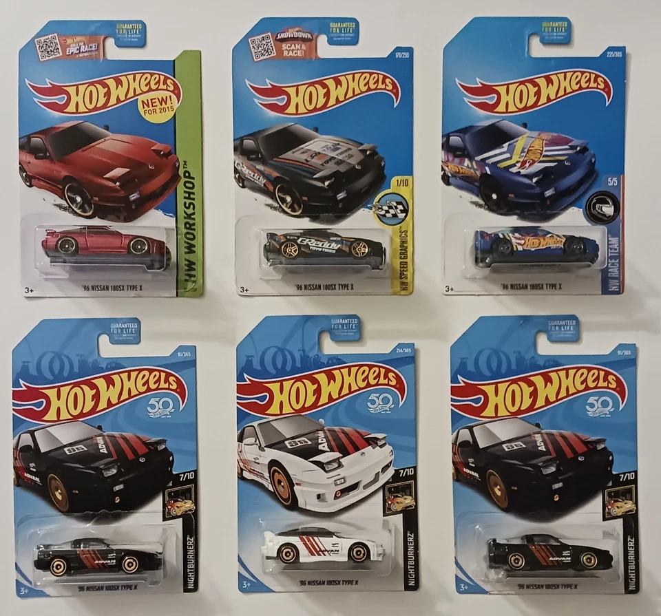 Lot of 6 2015-18 Hot Wheels New Models - Nightburnerz + 96 Nissan 180SX Type X  - Image 1 of 4