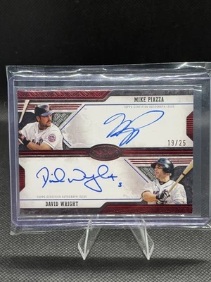 Topps Tier One 2025 doble automático Mike Piazza David Wright rojo 19/25 NY METS Foto 1 de 2
