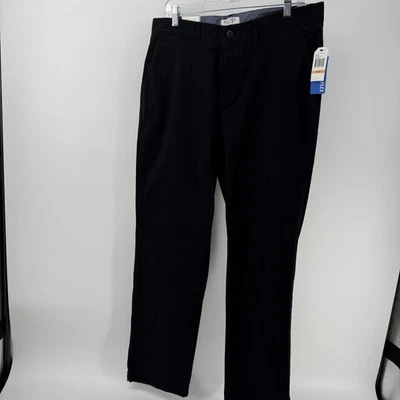 Pantalones de cubierta chinos Nautica para hombre 33 calce clásico rectos elásticos negros Foto 1 de 4