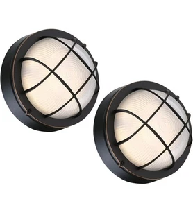 2Pack Oil Rubbed Bronze 8" Nautical Outdoor Light Fixture 3000K, 1500LM, 15W LED - Picture 1 of 7