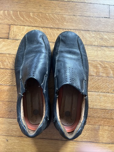 Scarpa uomo Clarks slip on destrutturata taglia 14D pelle nera indossata in precedenza