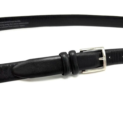 Cinturón de cuero negro plateado hebilla de latón 42 hombres mujeres unisex clásico trabajo preppy Foto 1 de 4