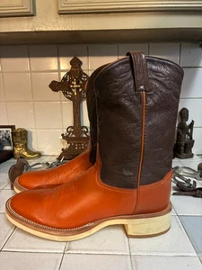 Tony Lama MADE IN USA COGNAC Leather Cowboy TRUCKER RANCH HAND WORK Boots 13 B - Picture 1 of 16