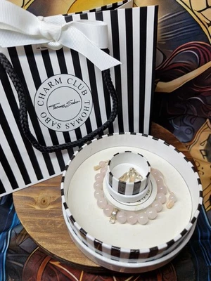 Thomas Sabo Ajustable Cuarzo Rosa, Plata 925 Dije Pulsera, Dije y Bolsa de Regalo Foto 1 de 4