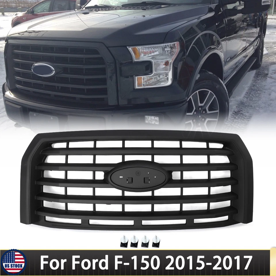 For Ford F150 2015-2017 Front Bumper Upper Grille ABS Matte Black Horizontal - Image 1 of 4