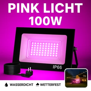 LED Fluter 100W Pink IP66 Wasserdicht  Außenstrahler Rosa für Event Party Garten - Bild 1 von 9