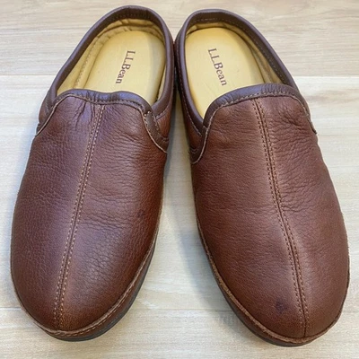 Zapatilla de cuero marrón L.L.Bean para hombre rasguños 272349 talla 9M Foto 1 de 4