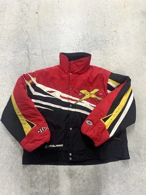 Vintage Polaris Edge X Snowmobile MEN Coat Jacket Red Yellow Insulated  - Image 1 of 3