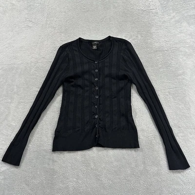 GNW Button Cardigan Women's M Y2K Boho Vtg 90s Black - Image 1 of 4