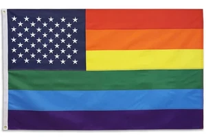 Embroidered Rainbow US Stars 3x5ft 210D Oxford Poly LGBTQ Queer Pride Flag - Picture 1 of 4