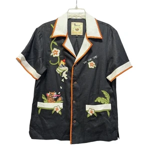 Tombolo Tropical Oasis Camp Shirt Embroidered Tiger Sz S - Picture 1 of 4