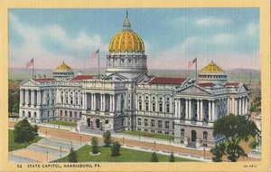 Postcard PA Pennsylvania Harrisburg State Capitol Linen 1940s MINT - Picture 1 of 1
