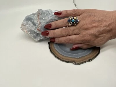 Anillo Nicky Butler NUEVO 925 SS Lapislázuli Cuarzo Multi Piedra Gema 7.75 Foto 1 de 4