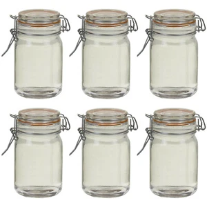 6 x CLIP TOP STORAGE GLASS JARS PRESERVE JAM AIR TIGHT JAR HERB BISCUITS KITCHEN - Picture 1 of 6