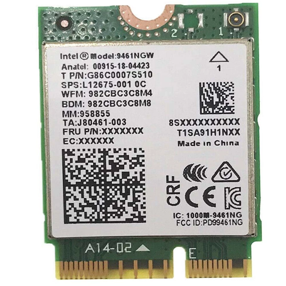 Intel 9461NGW wireless NGFF CNVi Dual Band 802.11ac 433Mbps Bluetooth WiFi Card - Image 1 of 1