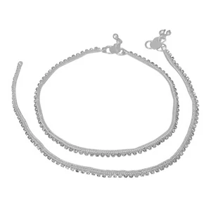 Ethnic Indian Bollywood Fashion Silver Plated Jewelry Anklet Bridal Payal - Picture 1 of 3