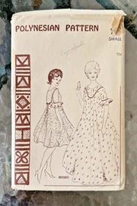 Vintage anni 60 modello polinesiano hawaiano 145 Muumuu Muu Muu piccolo non tagliato - Foto 1 di 2