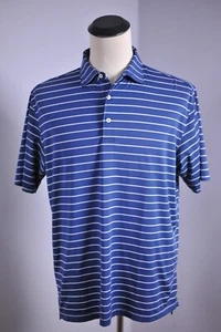 Peter Millar Summer Comfort Jersey Polo Shirt Blue Stripe Men's Large L - Picture 1 of 4