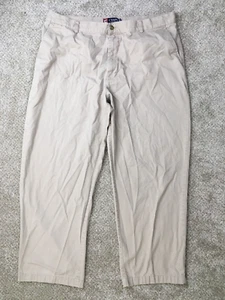 Chaps Pants Mens 40x30 True 37x28 True Beige Cream Chino Khaki Flat Front Casual - Picture 1 of 11