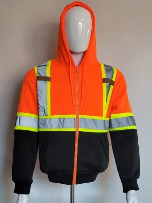 Hi Vis Hoodie Class 3 Safety Work Shirt Sweatshirt  Black Bottom - Image 1 of 4