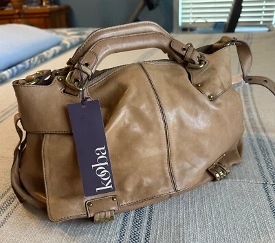 Bolsa Kooba Hailey Couro cravejada Boho Bolsa Transversal Camelo NOVA COM ETIQUETAS - Imagem 1 de 4