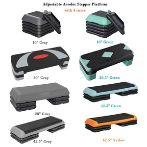 31" Aerobic Step Platform Exercise Stepper Workout Step with 4 Risers Mutil-Size - Picture 1 of 85