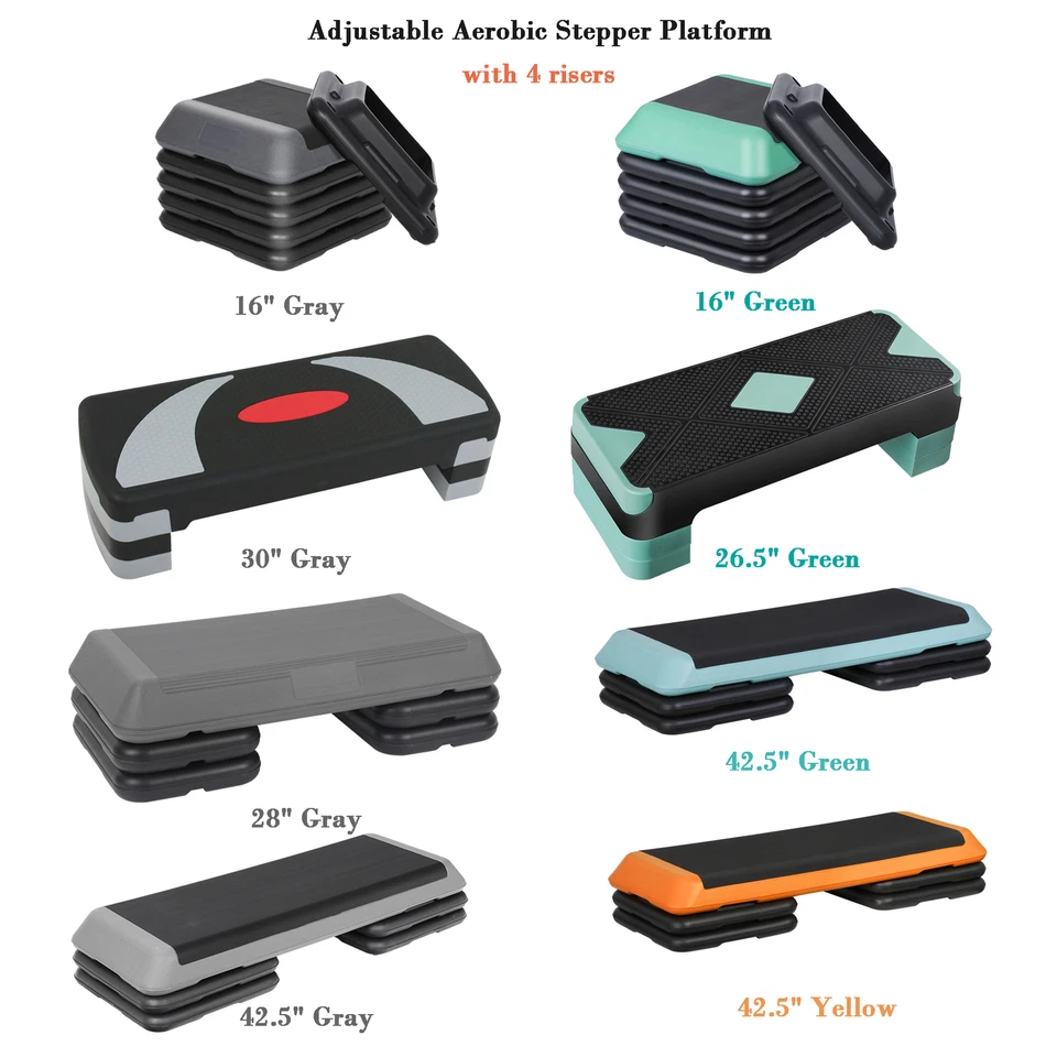 Plataforma de Paso Aeróbico 31" Ejercicio Paso a Paso Entrenamiento Paso con 4 Elevadores Tamaño Mutil Foto 1 de 1