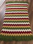 Vintage Handmade Crochet Chevron Zigzag Ripple Afghan Throw Blanket 38 X 68