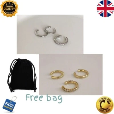 Juego de 3 pendientes de brazalete de cristal cartílago clip falso en brazalete circonita Foto 1 de 4