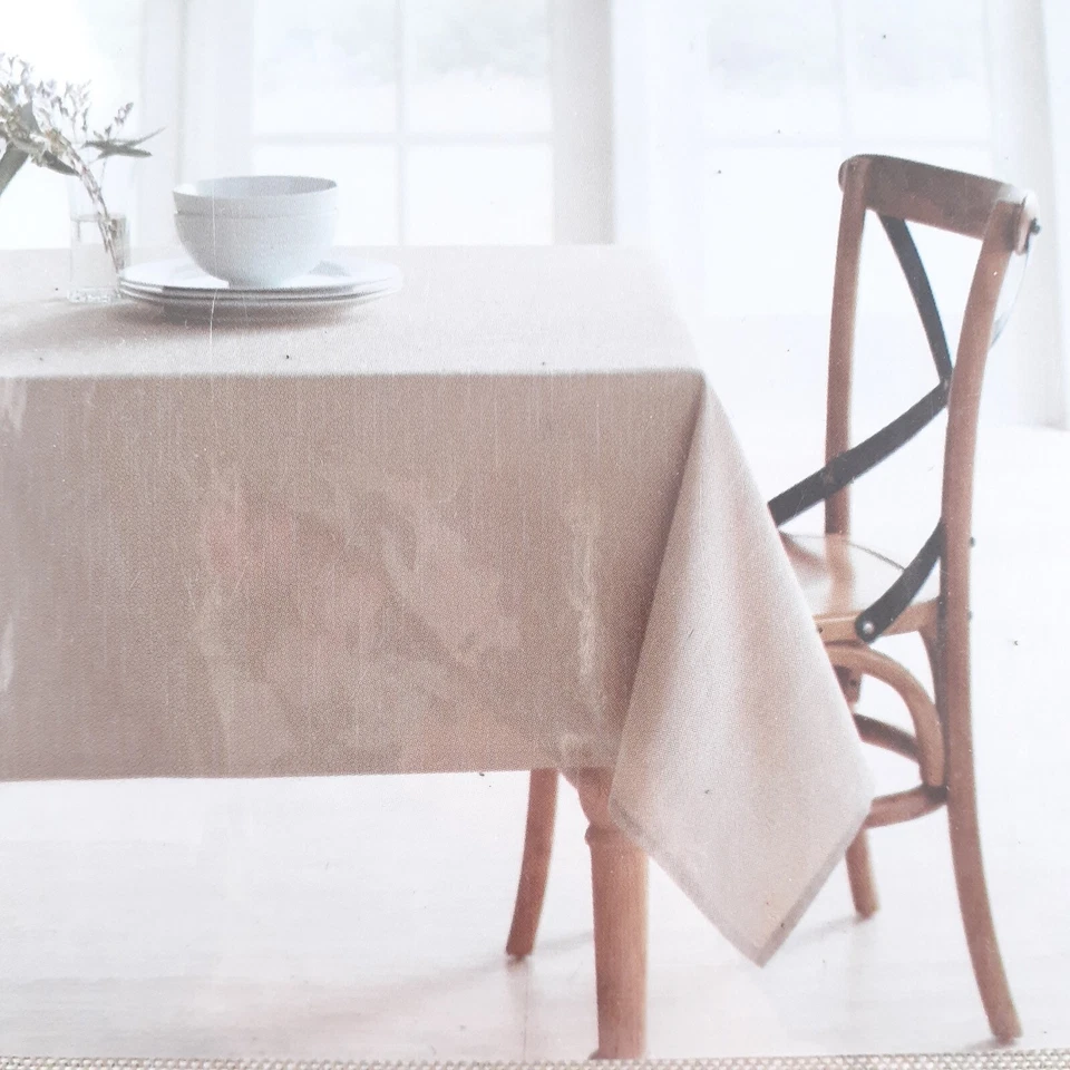 Food Network Fabric Tablecloth 60x84 Easy Care Linen Kahki Cotton Blend - Image 1 of 3