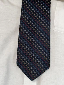 Wemlon by Wembley Vintage 4" Wide Tie - Black Waffle/Cranberry/Navy/Gold/Silver - Picture 1 of 2