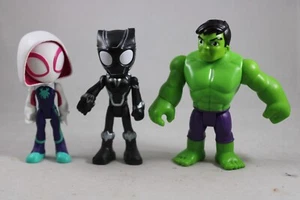 Lot of 3 Marvel Spidey and His Amazing Friends 4" Figure Black Panther Hulk Gwen - Picture 1 of 8