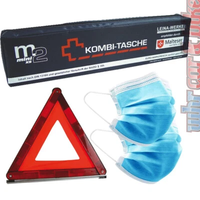 LEINA-WERKE Vehicle First Aid Kit + Warning Triangle New Standard 2025 Leina Mini M2 XS Car EXP 03/2028