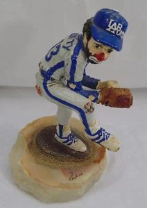 Ron Lee 1988 signierte Dodgers LA Bums Lefty Pitcher Baseball Figur Marmorsockel - Bild 1 von 5