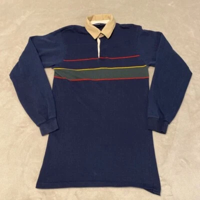 Vintage Gant Rugger Long Sleeve Polo Rugby Shirt USA Made Striped 80s 90s Mens M - Image 1 of 4