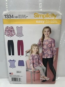 Simplicity 1334 GirlsTop Mini Skirt Slim Pants Pattern 3-6 *Uncut* - Picture 1 of 3