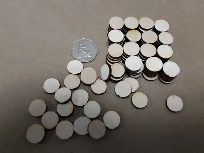 100x 1.5cm (15mm) Wooden Circle Craft Shapes Wood DIY Decoration Disc Plaque  - Image 1 of 3