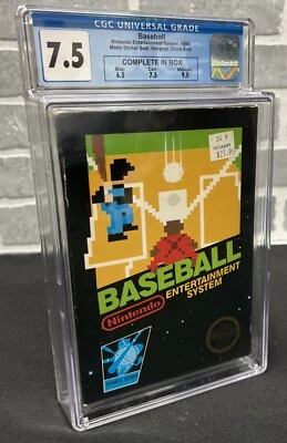 Baseball (Nintendo, 1986) NES  1st Print Matte Sticker 7.5 CIB CGC Graded NICE! - Image 1 of 3