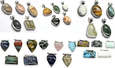 Türkis, Tigerauge, und Weitere Edelstein Handgemacht Versilberter Anhänger - Bild 1 von 4