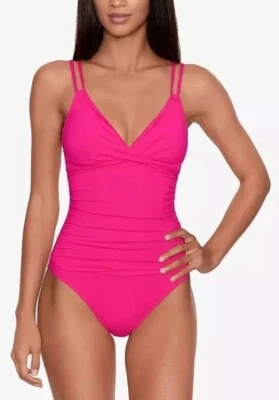 Ralph Lauren PASSIONFRUIT PINK Beach Double Strap One Piece Swimsuit, US 14 $134 - Image 1 of 4
