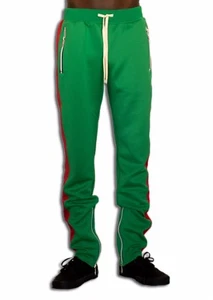 Hudson outerwear Men's Contemporary Techno Side Zipper Green/Red Track Pants  - Picture 1 of 4
