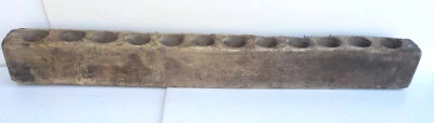 USED VINTAGE WOODEN 12-HOLE MEXICAN SUGAR CONE MOLD CANDLE HOLDER - Image 1 of 4