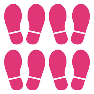 4 Pairs 9.8x3.7" Footprints Floor Stickers Floor Wall Stairs Decal Rose Red