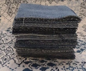  Denim Blue Jean Fabric Squares 4 1/2" X 4 1/2" Lot Of 90 For Rag Quilt Craft - Picture 1 of 2