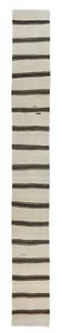 2.2x17.6 Ft Handmade Cream Narrow & Long Runner Kilim with Black & Gray Stripes - Picture 1 of 5