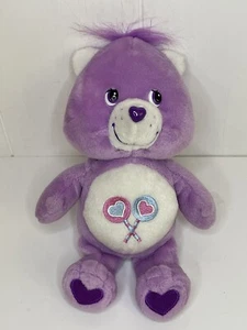 Care Bear Plush 2002 Share Bear Purple Stuffed Animal Bear Lollipop 8" W/ Tags - Picture 1 of 6