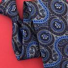 Cravate Robert Talbott Carmel brocart floral marron bleu luxe lourd neuf designer X1
