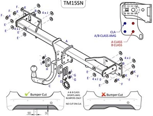 Barra de remolque Towtrust cuello de cisne para Mercedes Benz CLA X117 Estate 2015 a 2019 - Imagen 1 de 8